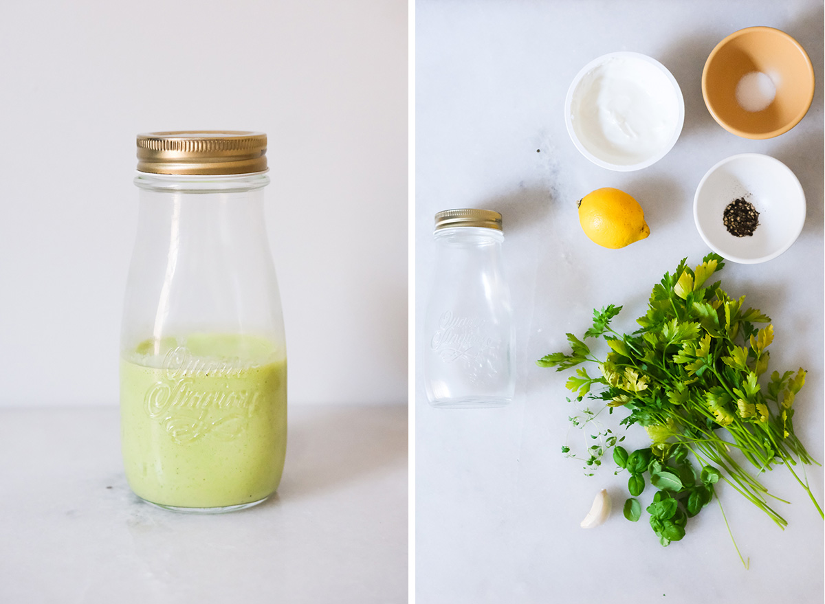 vinaigrette déesse verte avec des ingrédients