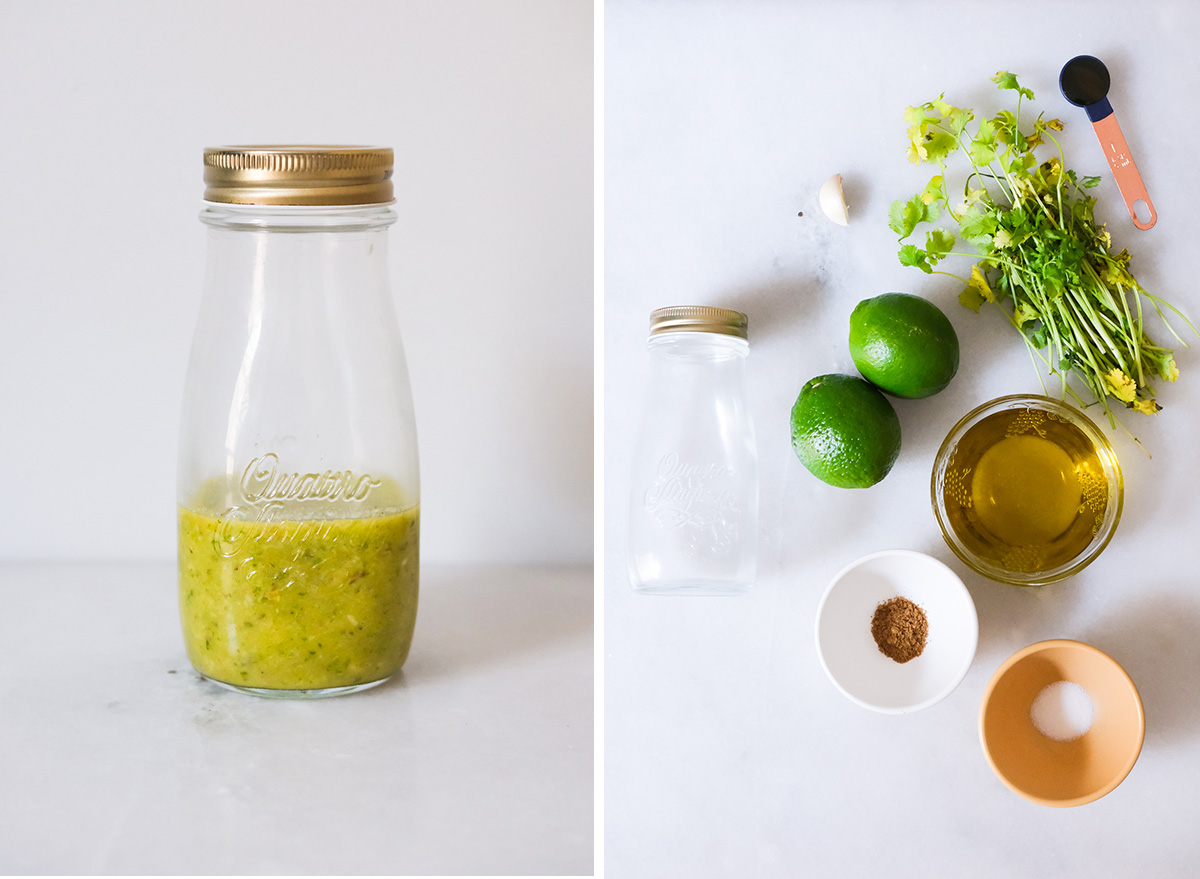 vinaigrette à la coriandre et à la lime avec ingrédients