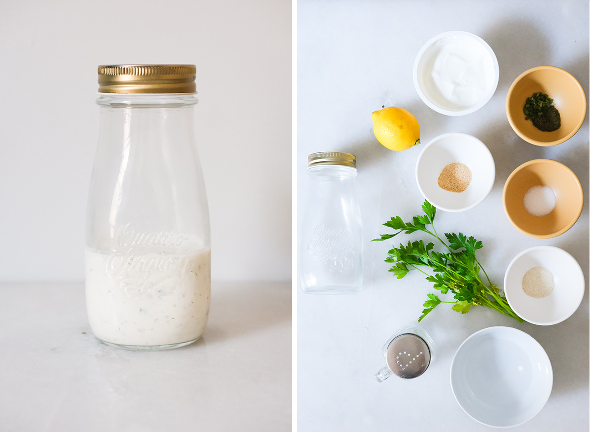 vinaigrette ranch saine avec des ingrédients