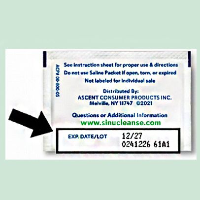 Sinucleanse Nasal Wash Exp Date and Lot Number