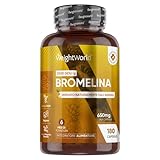 Bromeline végétalienne, 180 capsules, seulement 1 par jour (escorte pendant 6 mois), extraites des ananas, supplément de bromélina sans stéarate de magnésium, sans gluten ni lactose, bromélaïne 2500 GDU / g pour la dose
